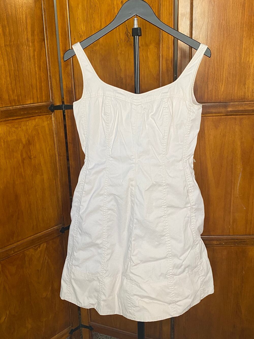 Talbots Petites 4P White Ivory Sleeveless Stretch Dress Zip Back A-Line